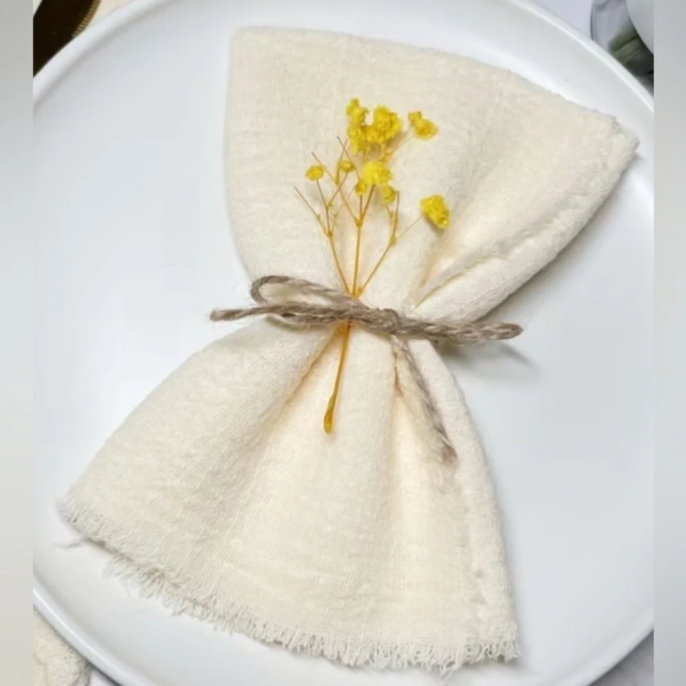 Dinner Napkins ~Set of 10~ Soft Neutral Tone Gauze Feel Napkins | 2 dif Colors